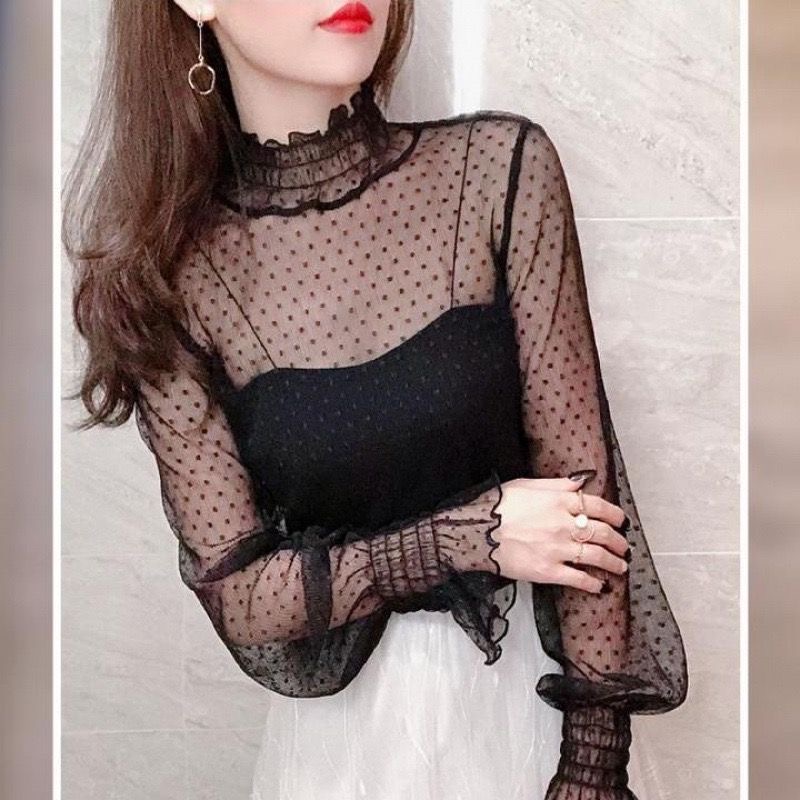 Summer Evenings Clothing - Camicia Sottile in Pizzo Nero da